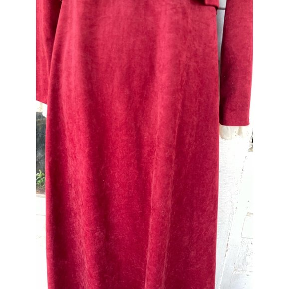 Vintage 1970s Burgundy red Maxi Dress with jacket Faux suede look - Picture 10 of 11